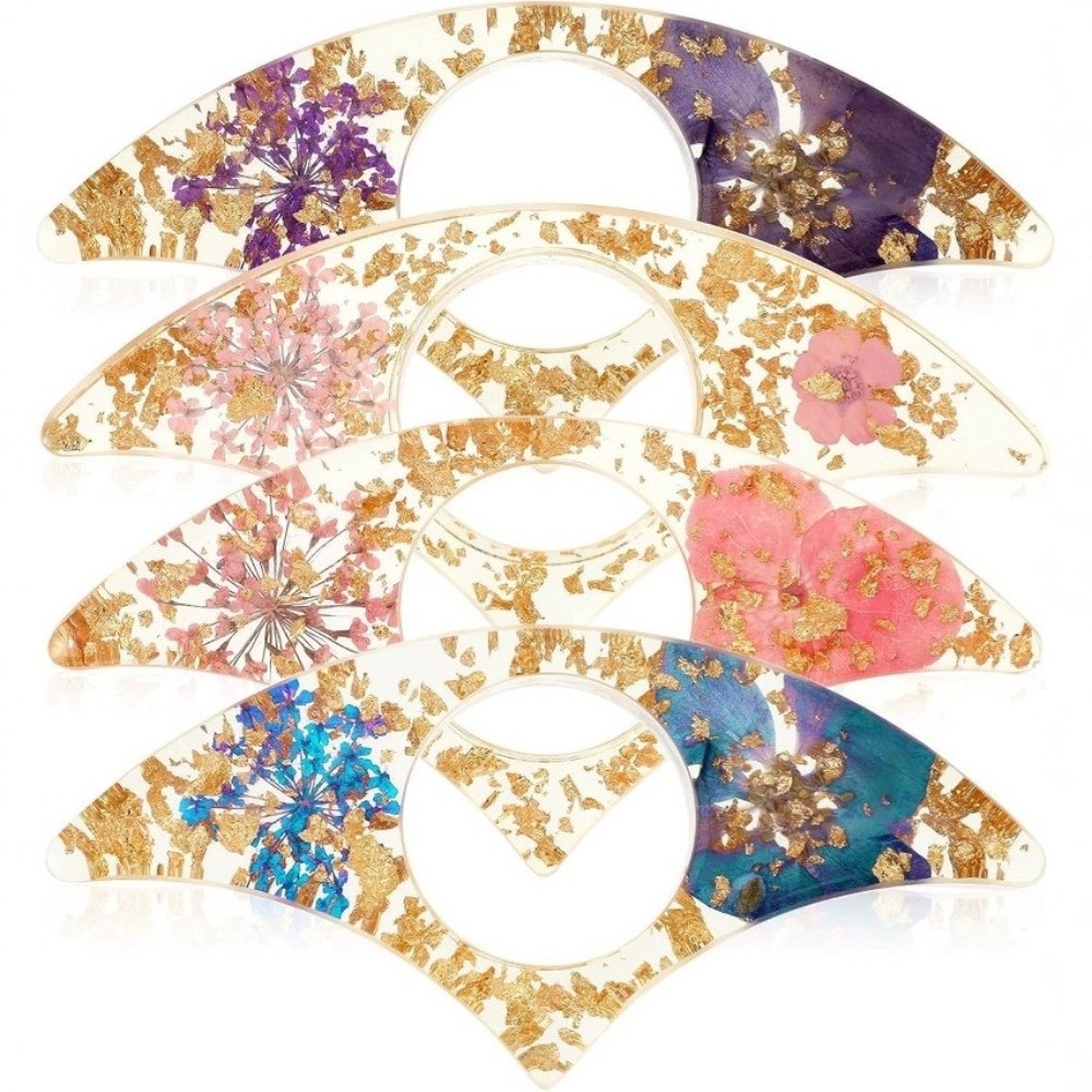 Dried Flower Bookmark - 4個入りギフト ドライフラワー レジン製ブックページホルダー 透明で美しい読書アクセサリー ブッククリップ 学生用