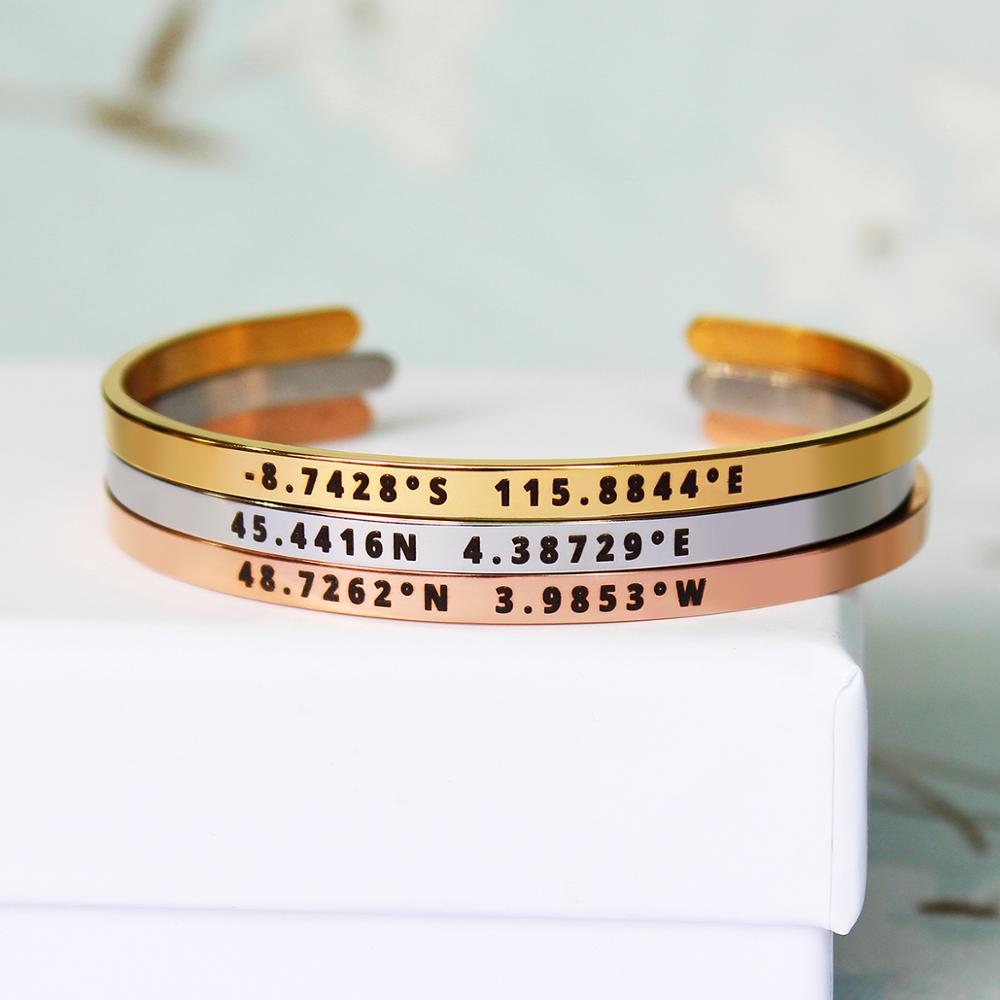 調整可能なレーザー彫刻ブレスレット,カスタムメイドの調整可能 - Coordinates Bracelet のレビューと価格
