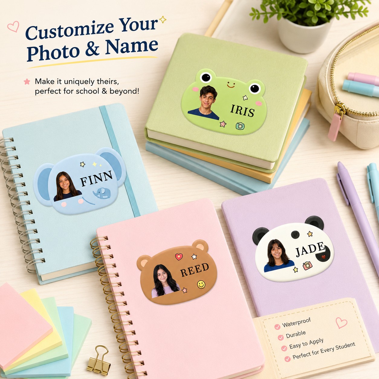 カスタマイズされた写真入り名前ステッカー、かわいい動物の形を - Custom Photo Book のレビューと価格